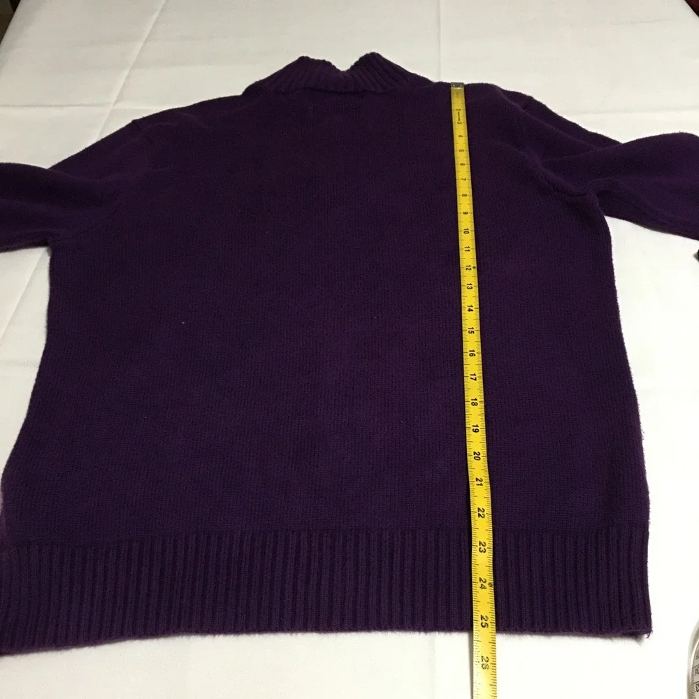 Polo Ralph Lauren Mock Neck Sweater Mens Medium Purple Cotton Knit 3 Button